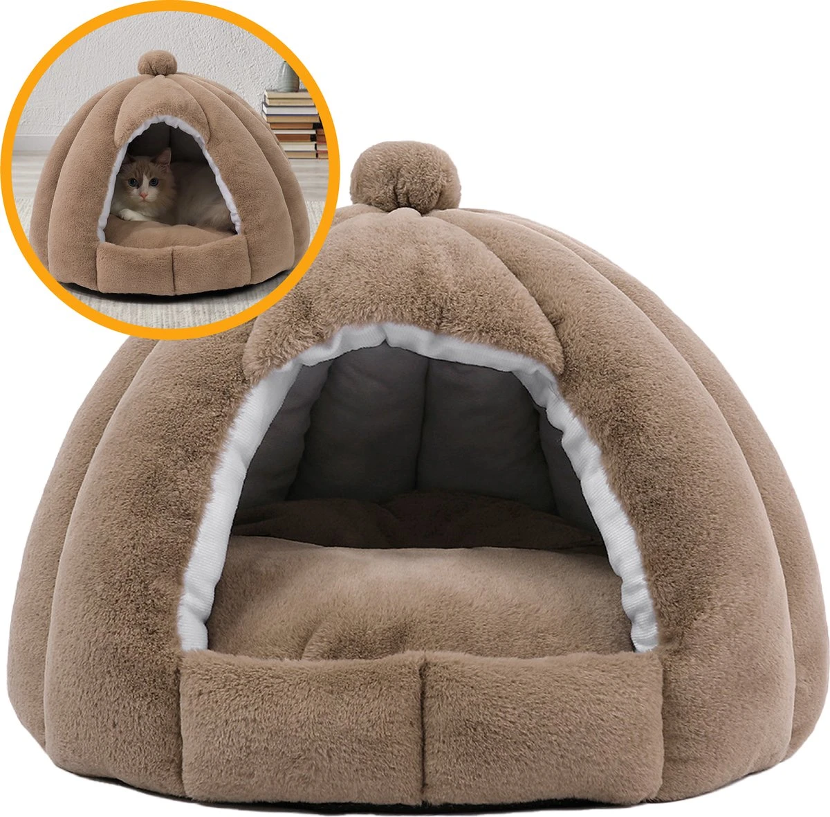 MIRO Katten Huis - Kattenhuizen - Kattenhok - Kattenmand - Dierenhuis - Extra Zacht - Bruin