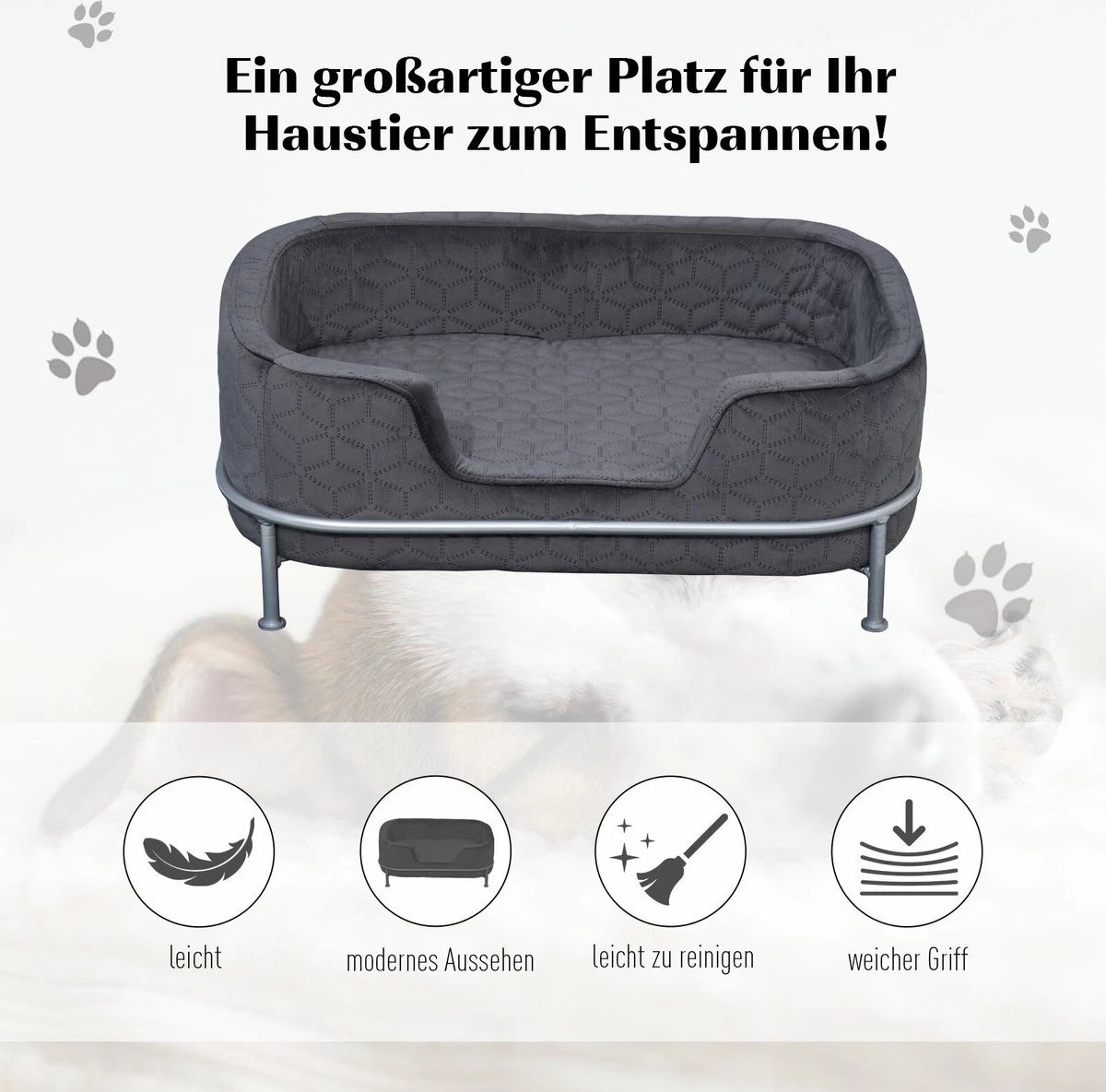 PawHut Hondenbank Met Rugleuning Huisdierenbank Met Metalen Poten Hondenbed Kattenbank D04-157 10 PawHut Hondenbank Met Rugleuning Huisdierenbank Met Metalen Poten Hondenbed Kattenbank D04-157 - Afbeelding 8