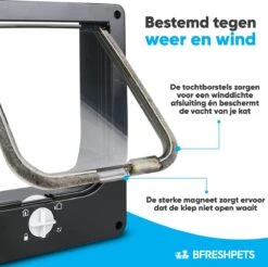 BFreshPets Kattenluik + Massageborstel - Met Tunnel - 4 Vergrendelingsstanden - Weersbestendig - Maat L - Zwart - 27 X 24 Cm -Katten Benodigdheden Winkel 1200x1193 14
