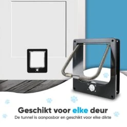 BFreshPets Kattenluik + Massageborstel - Met Tunnel - 4 Vergrendelingsstanden - Weersbestendig - Maat L - Zwart - 27 X 24 Cm -Katten Benodigdheden Winkel 1200x1200 1000