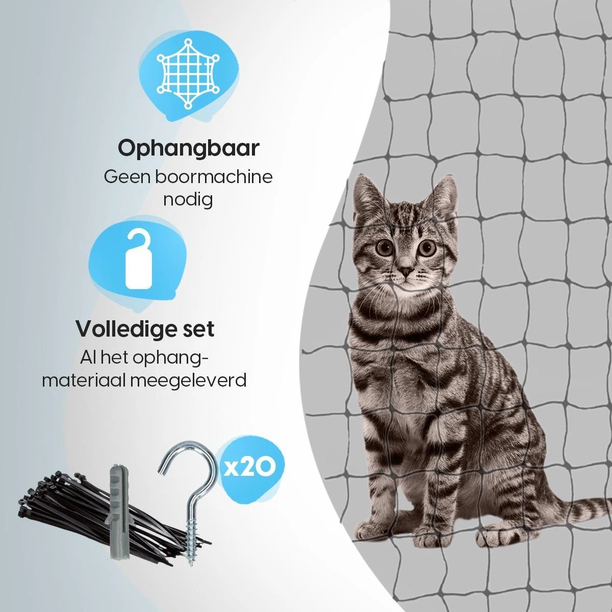 Kattennet Voor Balkon 4 X 10 M - Kattennet - Katten Gaas - Zwart 8 Kattennet Voor Balkon 4 X 10 M - Kattennet - Katten Gaas - Zwart - Afbeelding 6