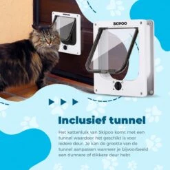 Skipoo Kattenluik Met Tunnel - Weerbestendig - Grote Kat - 4 Vergrendelingsstanden - Wit -Katten Benodigdheden Winkel 1200x1200 1048
