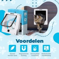 Skipoo Kattenluik Met Tunnel - Weerbestendig - Grote Kat - 4 Vergrendelingsstanden - Wit -Katten Benodigdheden Winkel 1200x1200 1049