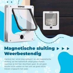 Skipoo Kattenluik Met Tunnel - Weerbestendig - Grote Kat - 4 Vergrendelingsstanden - Wit -Katten Benodigdheden Winkel 1200x1200 1051