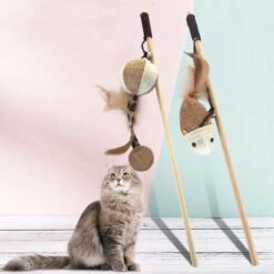 Katten Speeltjes Katten Speelgoed Kattenspeeltjes Katten Hengel Bal – Wit Bruin -Katten Benodigdheden Winkel 1200x1200 1081