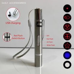 Merkloos Laserpen - Daily Accessoires - USB Oplaadbaar - Kattenspeeltjes - Laserlampje - 7 Verschillende Standen - RVS Zilver - Zaklamp - UV Lamp – Kattenspeelgoed -Katten Benodigdheden Winkel 1200x1200 1093