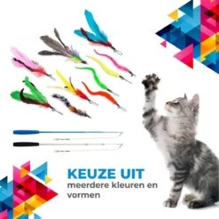 Merkloos 2 Kattenhengels Met 10 Speeltjes – Bewegende Kattenspeeltjes Met Veren En Belletjes – Interactieve Kattenspeelgoed Voor Kittens – Cat Toys -Katten Benodigdheden Winkel 1200x1200 1151