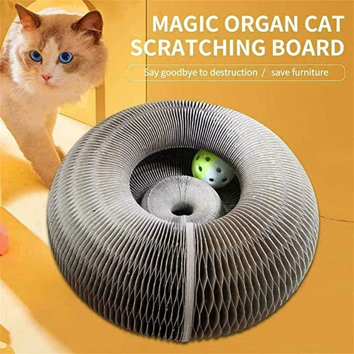 Magic Organ Cat Scratching Board Speelgoed |Magic Krab Karton Krabmat Voor Katten Design Krabkarton Voor Katten 2in 1 Met Speelgoed Balletje- Kattenspeeltjes - Alternatief Voor De Katten Krabpaal - Kattenspeelgoed -TikTok - TikTok Made Me Buy It 7 Magic Organ Cat Scratching Board Speelgoed |Magic Krab Karton Krabmat Voor Katten Design Krabkarton Voor Katten 2in 1 Met Speelgoed Balletje- Kattenspeeltjes - Alternatief Voor De Katten Krabpaal - Kattenspeelgoed -TikTok - TikTok Made Me Buy It - Afbeelding 5