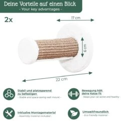 Pfotenolymp® Kattenklimwand - Wandmontage - 22 X 6 Cm - 2 Klimtreden Voor Klimlandschap - Klimboom - Klimwand Voor Katten Met Sisal -Katten Benodigdheden Winkel 1200x1200 1277