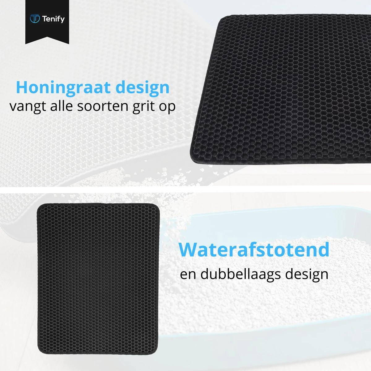Tenify Kattenbakmat + Extra Kattenbak Schepje - 40 X 50 Cm - Waterdicht - Dubbele Laag - Honingraatstructuur - Uitloopmat - Mat 5 Tenify Kattenbakmat + Extra Kattenbak Schepje - 40 X 50 Cm - Waterdicht - Dubbele Laag - Honingraatstructuur - Uitloopmat - Mat - Afbeelding 3