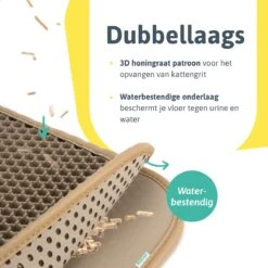 Kattenbakmat - 40 X 50 Cm - Creamy White - Uitloopmat Kat - Kattenbakvulling - Opvang Ruimte - Grit Opvanger - Waterdicht - Beige - Eco-friendly - Incl. Speeltje -Katten Benodigdheden Winkel 1200x1200 1357