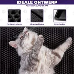 Kattenbakmat - Schoonloopmat - Katten Grit Opvanger - Kattenbakvulling - Waterdicht - Dubbele Laag - Honingraat - 40 X 50 Cm - Zwart -Katten Benodigdheden Winkel 1200x1200 1404