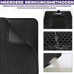 Kattenbakmat - Schoonloopmat - Katten Grit Opvanger - Kattenbakvulling - Waterdicht - Dubbele Laag - Honingraat - 40 X 50 Cm - Zwart -Katten Benodigdheden Winkel 1200x1200 1405