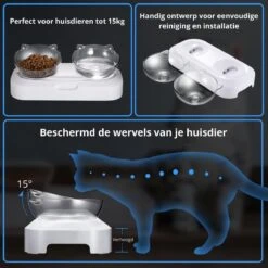 Behave Dubbele Voerbak - Drinkbak - Katten - Verstelbaar - Wit -Katten Benodigdheden Winkel 1200x1200 398