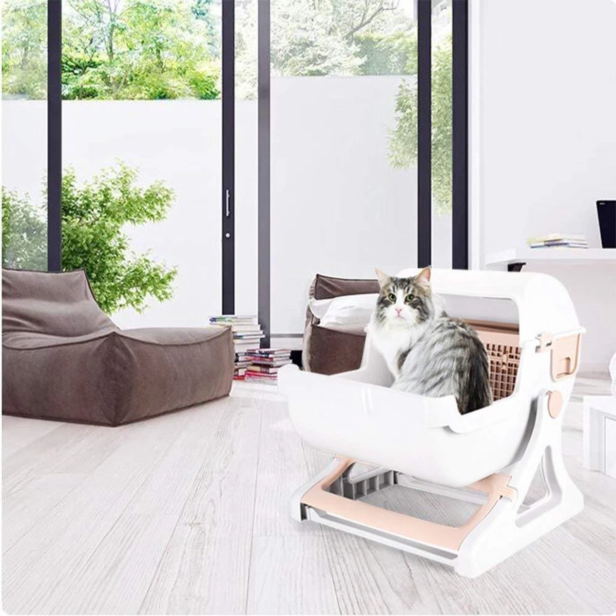 Eyzo Zelfreinigende Kattenbak Roze - 50x50x46 Cm - Toilet Voor Katten 6 Eyzo Zelfreinigende Kattenbak Roze - 50x50x46 Cm - Toilet Voor Katten - Afbeelding 4