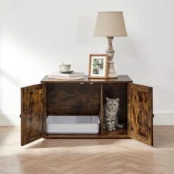 Meubelexpert Kattenhuis Voor Kattenbak - Met Deuren - Vintage - Bruinzwart - PCL002X02 14 Meubelexpert Kattenhuis Voor Kattenbak - Met Deuren - Vintage - Bruinzwart - PCL002X02 -Katten Benodigdheden Winkel 1200x1200 531