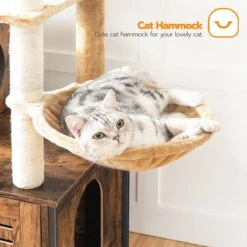 Signature Home Lola Krabpaal Met Kattenbak - Kattenbak Hangmat Mand Katten Huis - Kattenhuis Met Deur En Slot - Krabpalen Katten Huis - Kattenbakmeubel Verborgen - Alles-in-één Kattenspeelgoed Met Kattenhuis - Bruin - 70cm X 132cm X 48cm -Katten Benodigdheden Winkel 1200x1200 534