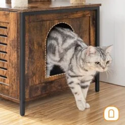 Signature Home Lola Krabpaal Met Kattenbak - Kattenbak Hangmat Mand Katten Huis - Kattenhuis Met Deur En Slot - Krabpalen Katten Huis - Kattenbakmeubel Verborgen - Alles-in-één Kattenspeelgoed Met Kattenhuis - Bruin - 70cm X 132cm X 48cm -Katten Benodigdheden Winkel 1200x1200 535