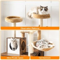 Signature Home Lola Krabpaal Met Kattenbak - Kattenbak Hangmat Mand Katten Huis - Kattenhuis Met Deur En Slot - Krabpalen Katten Huis - Kattenbakmeubel Verborgen - Alles-in-één Kattenspeelgoed Met Kattenhuis - Bruin - 70cm X 132cm X 48cm -Katten Benodigdheden Winkel 1200x1200 538