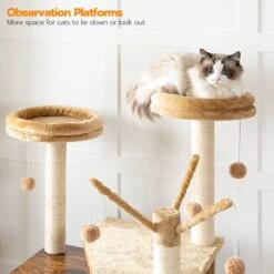 Signature Home Lola Krabpaal Met Kattenbak - Kattenbak Hangmat Mand Katten Huis - Kattenhuis Met Deur En Slot - Krabpalen Katten Huis - Kattenbakmeubel Verborgen - Alles-in-één Kattenspeelgoed Met Kattenhuis - Bruin - 70cm X 132cm X 48cm -Katten Benodigdheden Winkel 1200x1200 540