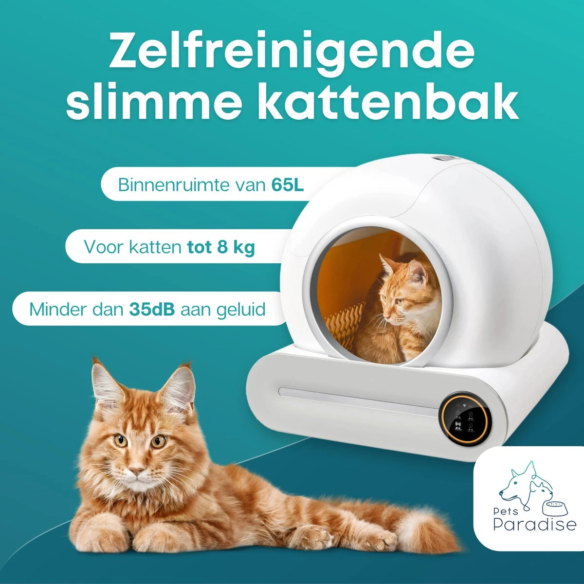 Pets Paradise - Zelfreinigende Kattenbak - Automatische - Elektrische - Scoopfree - Robot Kattenbak - 35dB 10 Pets Paradise - Zelfreinigende Kattenbak - Automatische - Elektrische - Scoopfree - Robot Kattenbak - 35dB - Afbeelding 8