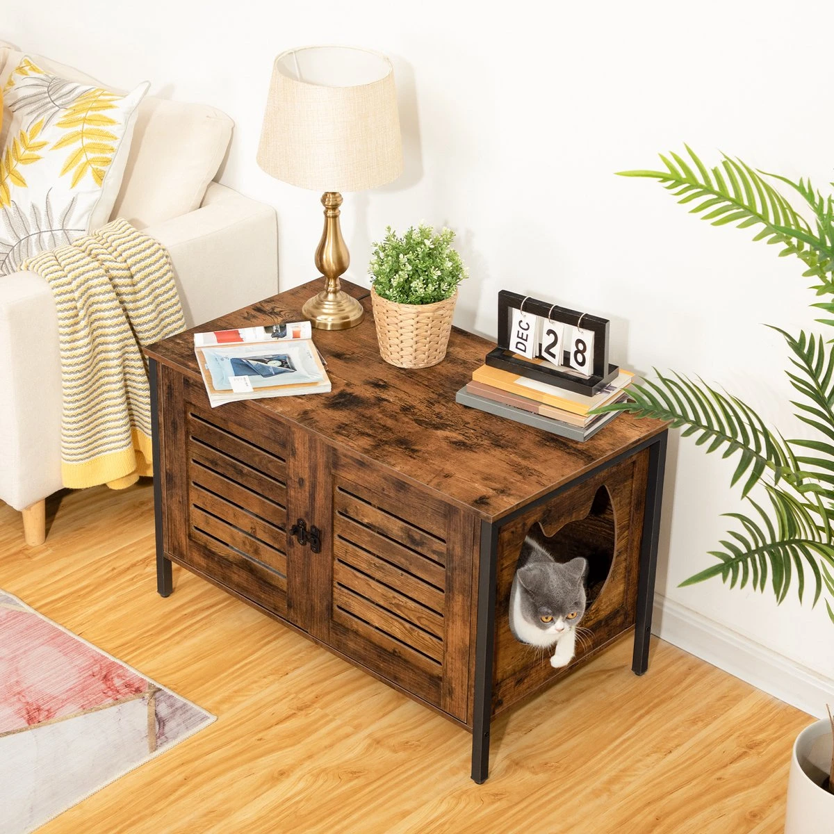 Be-Inspired® Kattenbak Huis – Kattenbakhuis – Kattenbak Ombouw – Kattenbakkast – Kattenmeubel – Kast Voor Kattenbak – Kattenbakhuisje – Kattenbak Cover Kattenbak Box – Houtlook 6 Be-Inspired® Kattenbak Huis – Kattenbakhuis – Kattenbak Ombouw – Kattenbakkast – Kattenmeubel – Kast Voor Kattenbak – Kattenbakhuisje – Kattenbak Cover Kattenbak Box – Houtlook - Afbeelding 4