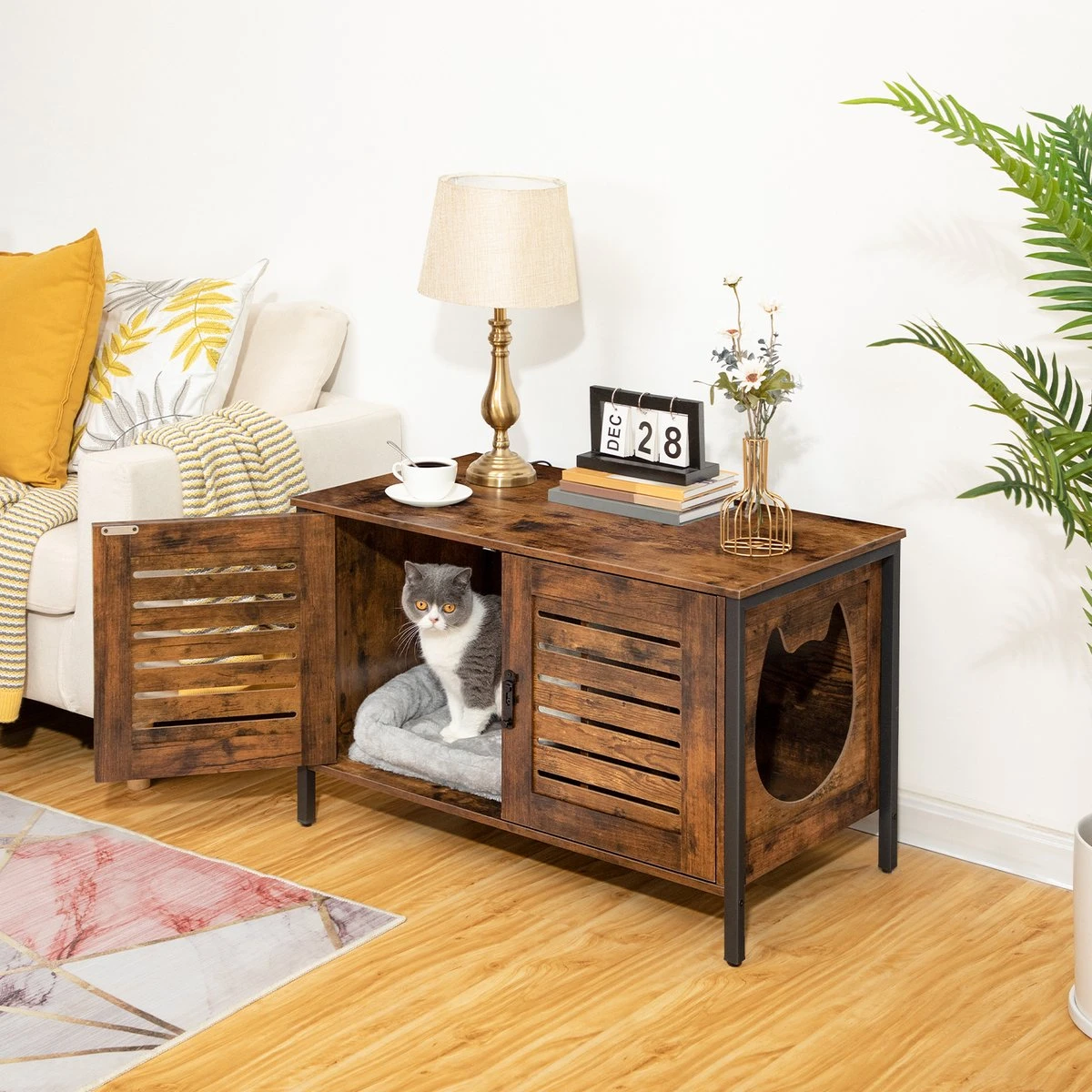 Be-Inspired® Kattenbak Huis – Kattenbakhuis – Kattenbak Ombouw – Kattenbakkast – Kattenmeubel – Kast Voor Kattenbak – Kattenbakhuisje – Kattenbak Cover Kattenbak Box – Houtlook 7 Be-Inspired® Kattenbak Huis – Kattenbakhuis – Kattenbak Ombouw – Kattenbakkast – Kattenmeubel – Kast Voor Kattenbak – Kattenbakhuisje – Kattenbak Cover Kattenbak Box – Houtlook - Afbeelding 5