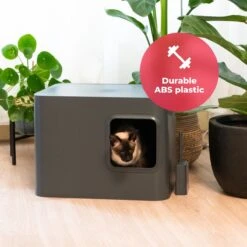 Hoopo® Dome Kattenbak Grijs - Kattenbak - Kattenbakschep - Kattenbakmat -Katten Benodigdheden Winkel 1200x1200 694