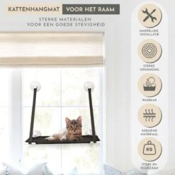 TACTIV PETS® Kattenhangmat | Hangmat Kat | Kattenhangmat Raam | Kattenmand -Katten Benodigdheden Winkel 1200x1200 731