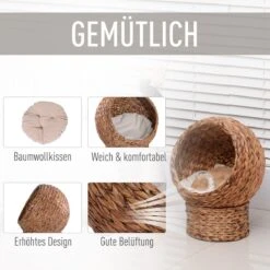 PawHut Kattenmand Rotan Kattennest Kattenbed Met Kussen Huisdierbed Bruin D30-104 16 PawHut Kattenmand Rotan Kattennest Kattenbed Met Kussen Huisdierbed Bruin D30-104 -Katten Benodigdheden Winkel 1200x1200 738