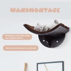 Merkloos Paws And Claws - Cat Shelf – Hangmat Kat – Kattenplank - Kattenbed - Wasbaar – Wandmontage – MDF - Bruin -Katten Benodigdheden Winkel 1200x1200 840