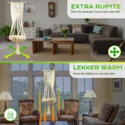 Qoods Kattenhangmat Macramé - Hangende Kattenmand Raam Of Radiator - Kattenbed - Poezenmand -Katten Benodigdheden Winkel 1200x1200 894