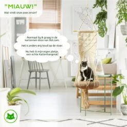 Qoods Kattenhangmat Macramé - Hangende Kattenmand Raam Of Radiator - Kattenbed - Poezenmand -Katten Benodigdheden Winkel 1200x1200 897