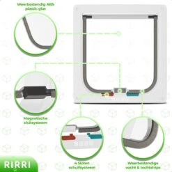 Rirri Kattenluik Met Tunnel - 4 Vergrendelingsstanden - Weerbestendig - Binnen En Buiten - Grote Kat - Maat L - Wit - 25,5 X 23.5 Cm -Katten Benodigdheden Winkel 1200x1200 978