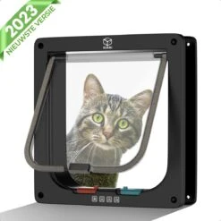 Rirri Kattenluik Met Tunnel - 4 Vergrendelingsstanden - Weersbestendig - Binnen En Buiten - Maat M - Zwart - 19 X 20 Cm