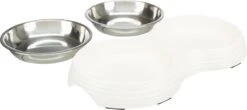 Merkloos Trixie Voerbak Kat Dubbel Melamine / Rvs Wit 2x200 Ml 27x14x3 Cm -Katten Benodigdheden Winkel 1200x536 1