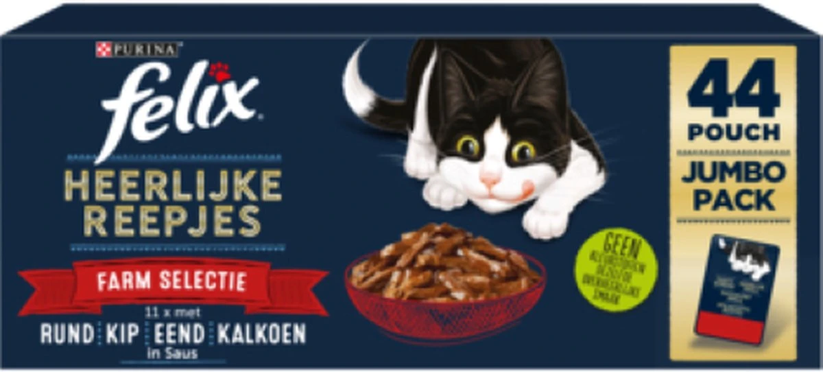 Felix Heerlijke Reepjes Farm Selectie - Katten Natvoer - 44 X 80g 3 Felix Heerlijke Reepjes Farm Selectie - Katten Natvoer - 44 X 80g