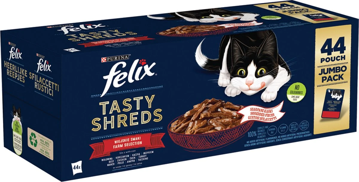 Felix Heerlijke Reepjes Farm Selectie - Katten Natvoer - 44 X 80g 4 Felix Heerlijke Reepjes Farm Selectie - Katten Natvoer - 44 X 80g - Afbeelding 2