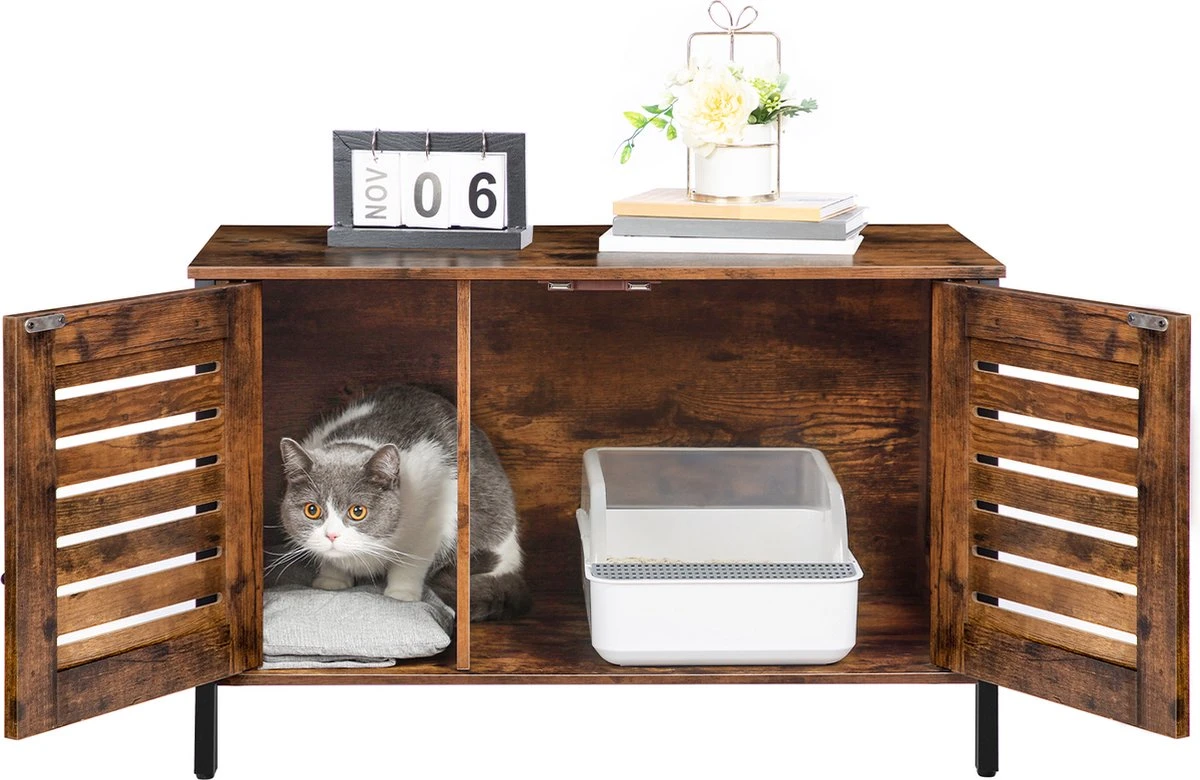 Be-Inspired® Kattenbak Huis – Kattenbakhuis – Kattenbak Ombouw – Kattenbakkast – Kattenmeubel – Kast Voor Kattenbak – Kattenbakhuisje – Kattenbak Cover Kattenbak Box – Houtlook 4 Be-Inspired® Kattenbak Huis – Kattenbakhuis – Kattenbak Ombouw – Kattenbakkast – Kattenmeubel – Kast Voor Kattenbak – Kattenbakhuisje – Kattenbak Cover Kattenbak Box – Houtlook - Afbeelding 2