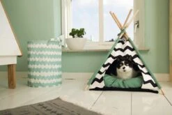 Beeztees Kioni Tipi Tent - Kattenhuis - Zwart/Wit - 50x50x70 Cm -Katten Benodigdheden Winkel 1200x800 42
