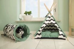 Beeztees Kioni Tipi Tent - Kattenhuis - Zwart/Wit - 50x50x70 Cm -Katten Benodigdheden Winkel 1200x800 45