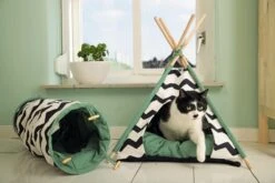 Beeztees Kioni Tipi Tent - Kattenhuis - Zwart/Wit - 50x50x70 Cm -Katten Benodigdheden Winkel 1200x800 48
