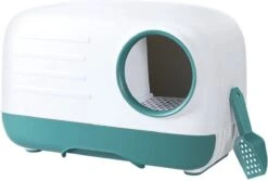 Merkloos PETLUX® XL Kattenbak Retro Design Met Lade, Schep En Opbergruimte - Grote Kattenbak - Kaki -Katten Benodigdheden Winkel 1200x811 1