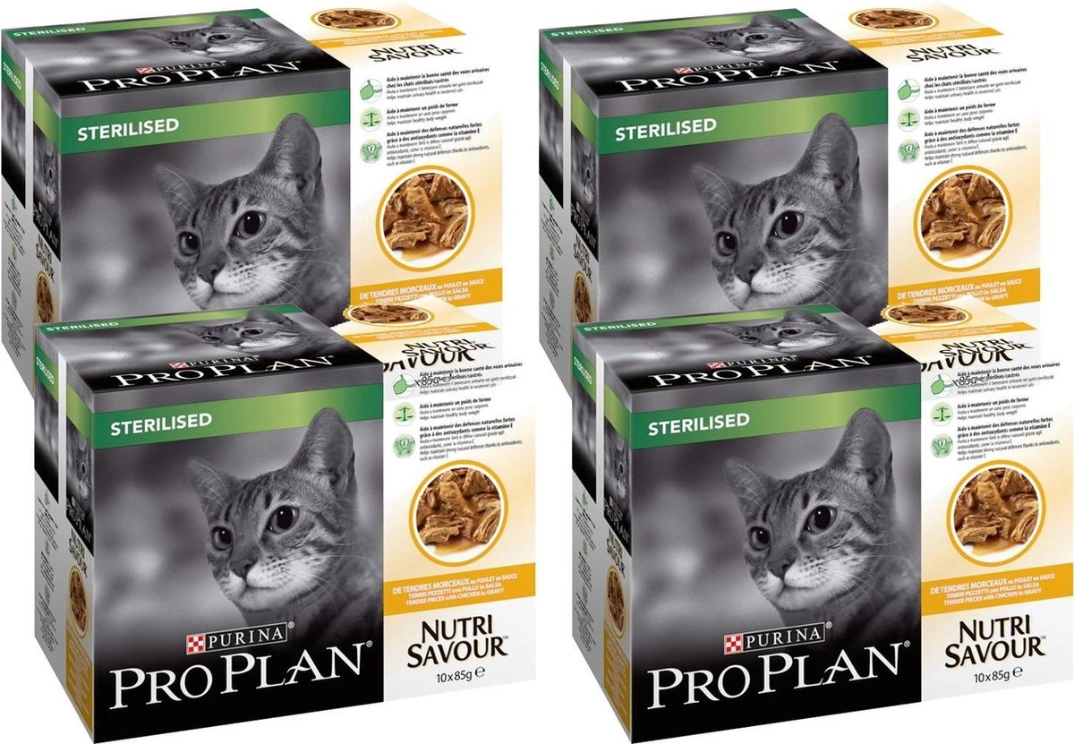 Pro Plan Cat NutriSavour Sterilised Multipack - Kattenvoer - Kip 40x85 G 3 Pro Plan Cat NutriSavour Sterilised Multipack - Kattenvoer - Kip 40x85 G