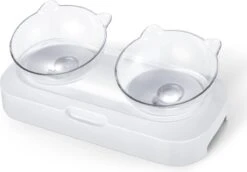 Behave Dubbele Voerbak - Drinkbak - Katten - Verstelbaar - Wit -Katten Benodigdheden Winkel 1200x838