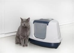 Moderna Flip Hoekkattenbak - Donkerblauw/Wit - 56 X 45 X 39 Cm -Katten Benodigdheden Winkel 1200x859 4