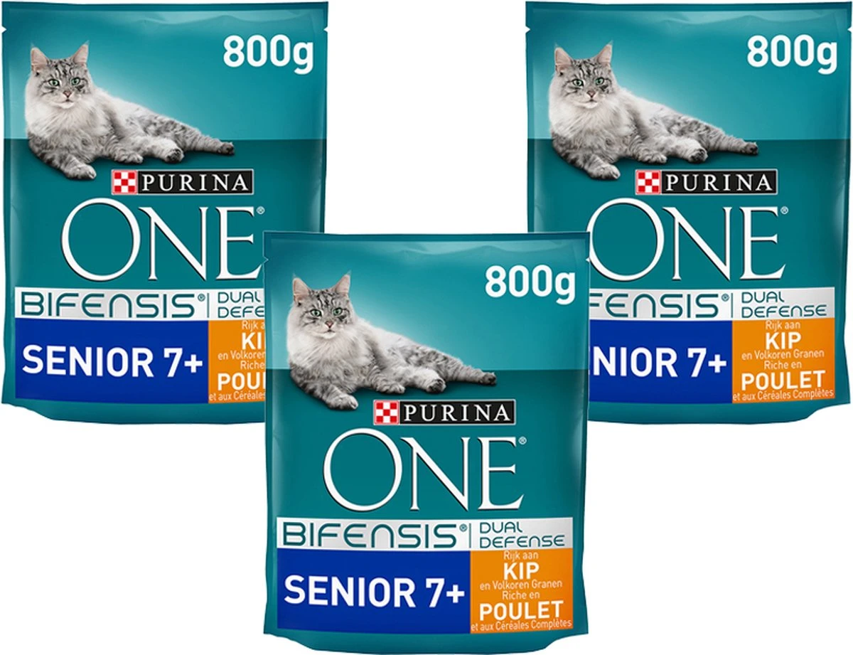Purina One Bifensis Senior 7+ Rijk Aan Kip En Volkoren Granen - 800g X 3