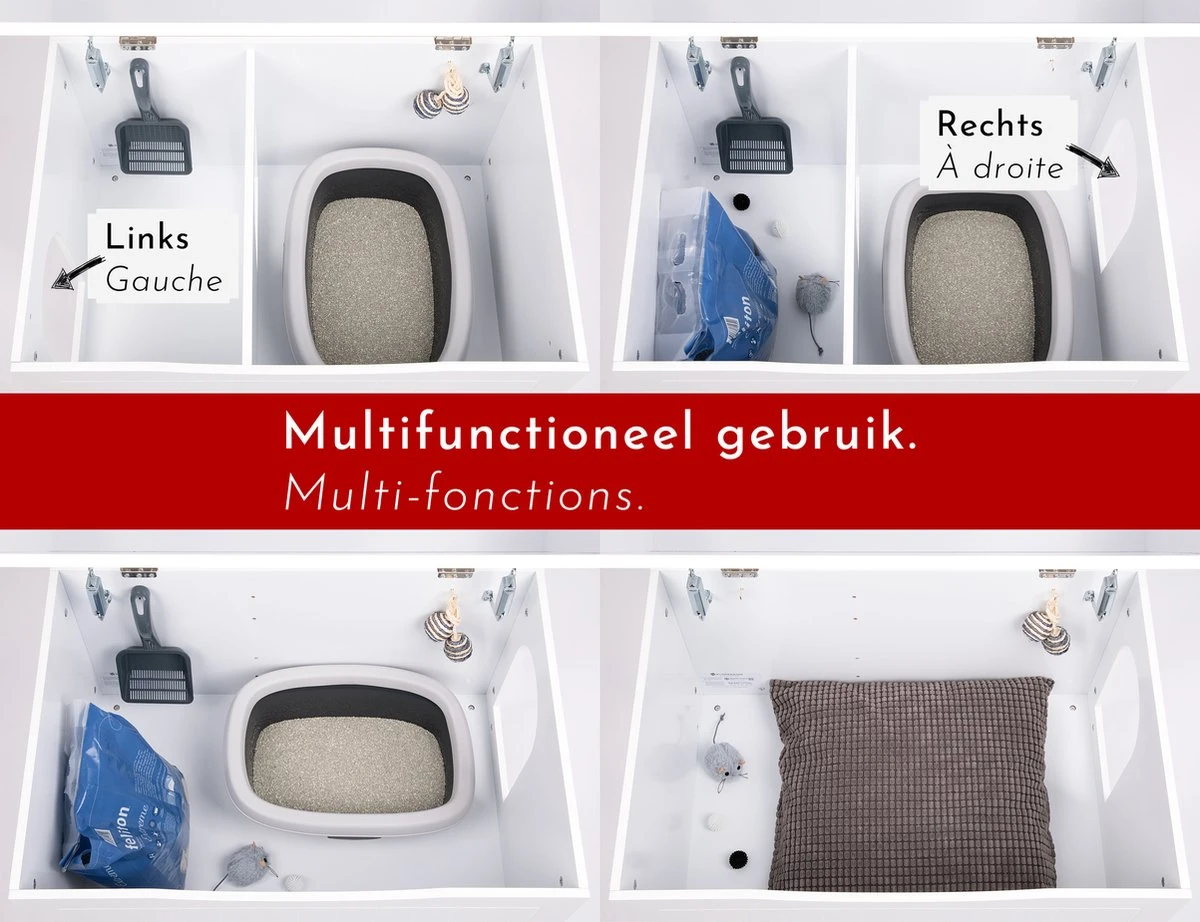 WONDERMAKE® Grote Kattenkast Houten Voor Kattenbak-box Kattentoilet, XL-kattenbak Dressoir Kastje, Designer Kattenhuis Met Kattenhol Kattenmand, Kasten Kast Voor Badkamer, 73,5 X 51,5 X 57 Cm, Wit 4 WONDERMAKE® Grote Kattenkast Houten Voor Kattenbak-box Kattentoilet, XL-kattenbak Dressoir Kastje, Designer Kattenhuis Met Kattenhol Kattenmand, Kasten Kast Voor Badkamer, 73,5 X 51,5 X 57 Cm, Wit - Afbeelding 2