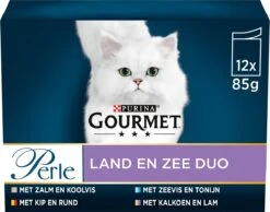 Gourmet Perle - Kattenvoer Natvoer - Land & Zee Duo Met Kip En Rund - 48 X 85 Gram
