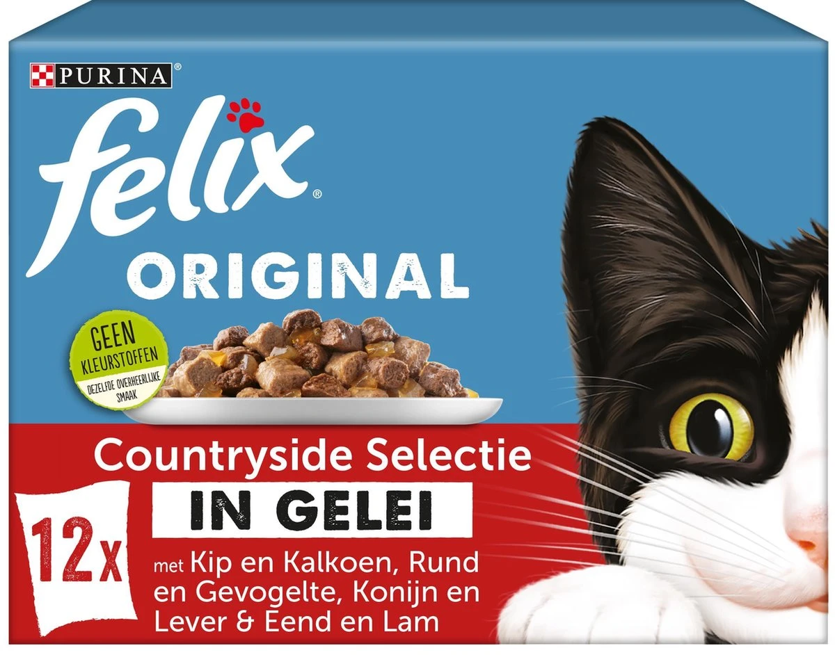 Felix Original Countryside Selectie In Gelei - Katten Natvoer - 4 X 12 X 85gr 3 Felix Original Countryside Selectie In Gelei - Katten Natvoer - 4 X 12 X 85gr